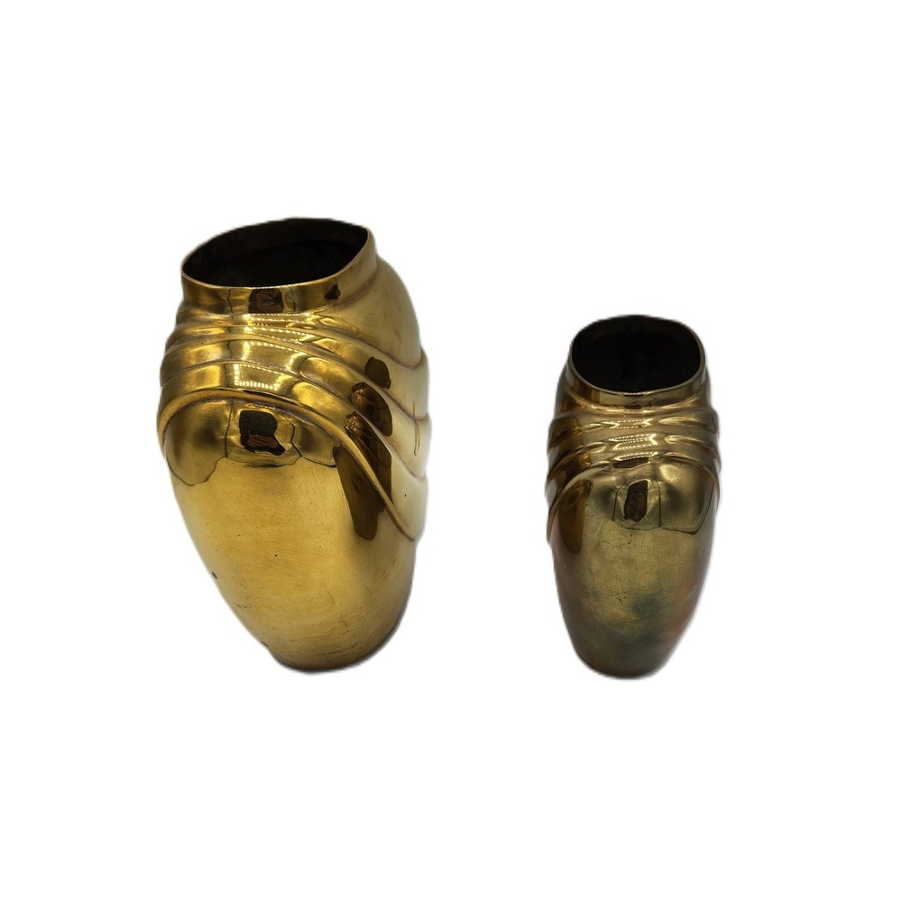 Vintage Brass Vases Art Deco Swirl Ribbon Heavy Metal Set of 2 Home‎ Decor - Picture 4 of 12